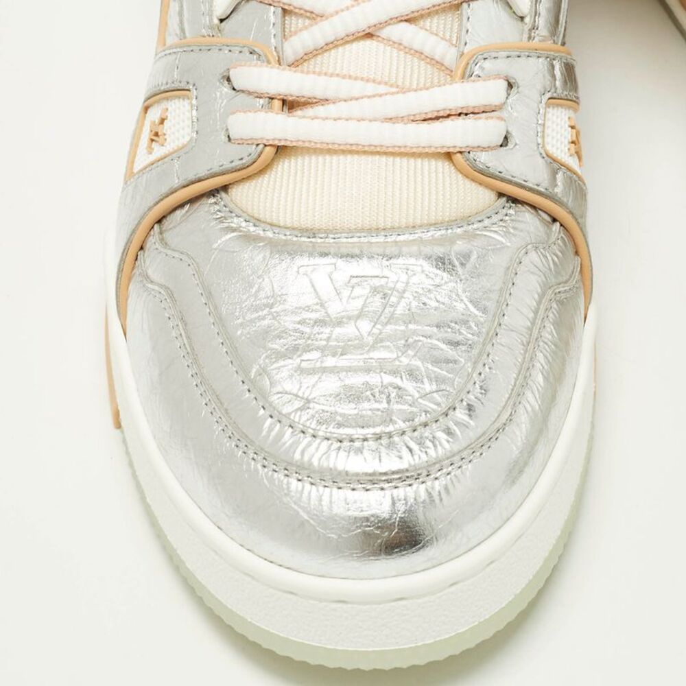 Louis Vuitton Lv Trainer Size 42 Silver/orange Monogram Leather Low Top Sneakers - Picture 7 of 7